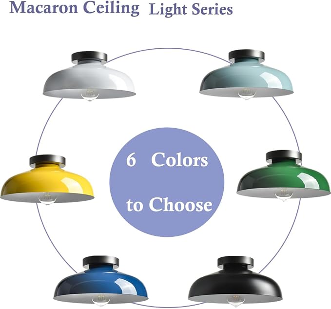 DIRYZON Flush Mount Ceiling Light, 12-Inch Industrial Black Ceiling Light | Ceiling Light with Metal Shade Lighting for Bedroom Hallway Kitchen Entryway
