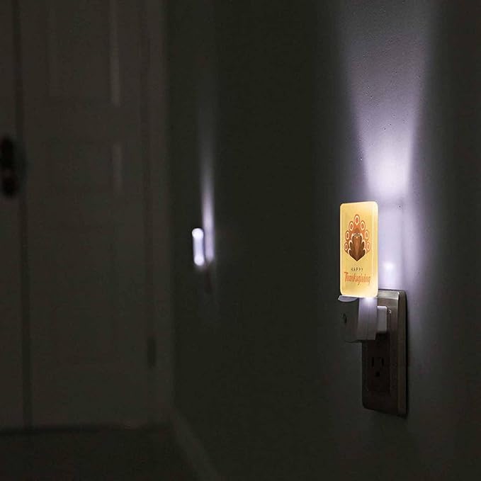 LED Night Light Plug into Wall with Dusk to Dawn Light Sensor White Energy Efficient Thanksgiving Cute Turkey Nightlight for Bedroom Bathroom Hallway Living Room Kitchen