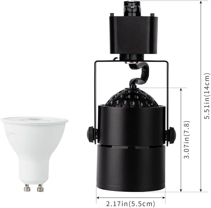 mirrea Bulb Replaceable LED Track Lighting Heads for Black H Type Rail Cylinder Ceiling Spotlight with 8W GU10 Bulb 90 CRI 3000K Warm White 38° Beam Angle Pack of 6