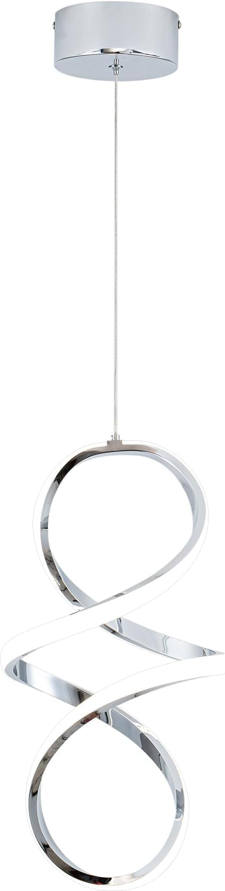 MAYNA Spiral Modern Pendant Light, 4000K Natural White LED Pendant Lights Kitchen Island, 18W Adjustable Height Island Lights for Kitchen Bedroom Dinning Room Living Room, 1 Pack (Chrome)