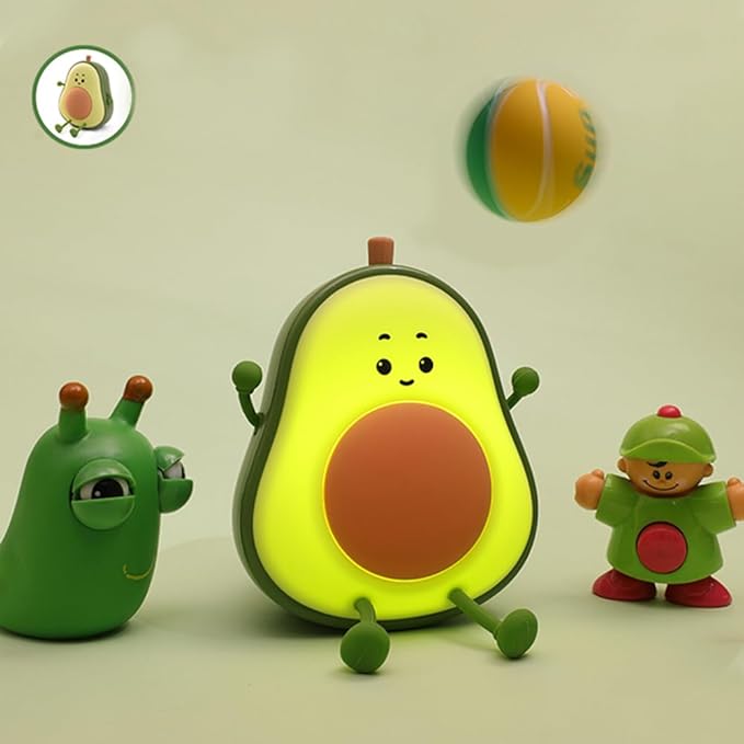 Avocado Night Light, Fruit Night Lamp for Kids Bedroom USB Rechargeable Lamps 3 Brightness Levels, Nursery Bedside Delay-Off Nightlight for Baby Toddler Boys Girls Birthday Christmas, Green