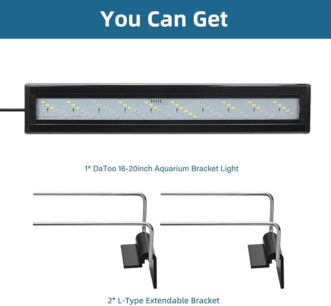 LED Aquarium Light Full Spectrum Fish Tank Light with Dimmer White Blue Red Green LEDs Fish Tank Light with Three Lighting Modes and Extendable Bracket for 16 Inch to 20 Inch Aquarium