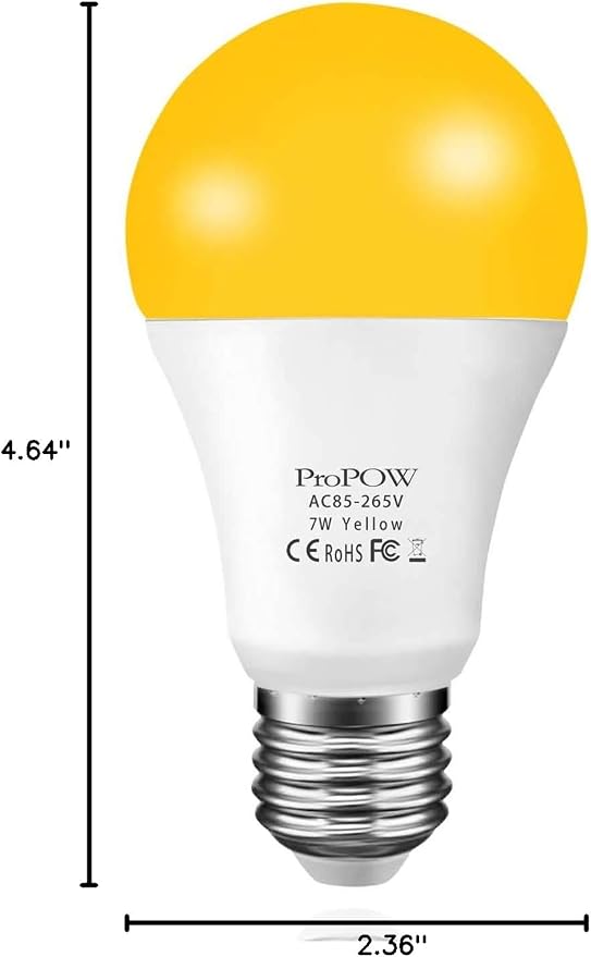 Amber Yellow LED Light Bulb, 7W Dusk to Dawn Bulbs 40W Equivalent A19 Auto on/Off LED Bulbs Outdoor Lights 580 Lumens Porch Lights(Non-Dimmable,E26,2200K,2 Pack)