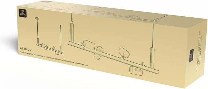 Globe Electric Suspended Track Lighting, 4-Light Adjustable Hanging Track Bar, Matte Black 40-Inch Dimmable Fixture for Modern Kitchen & Ceiling Lighting
