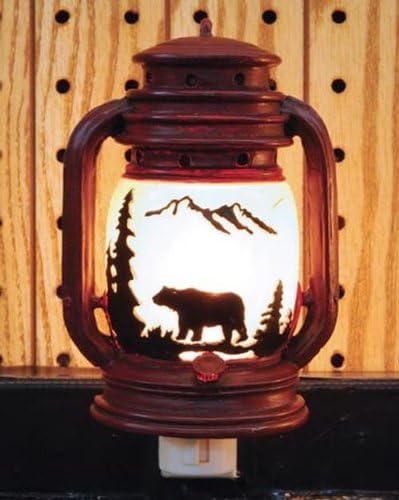 Electric Night Light Lantern with Bear Scene, 6-inch