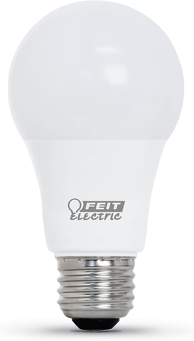 Feit Electric A19 LED Light Bulb, 60-Watt Equivalent Garage Bulb, 800 Lumens, E26 Medium Base, 3000K Bright White, Instant On, General-Purpose Household Lighting, 11,000-Hour Lifetime, 4 Pack
