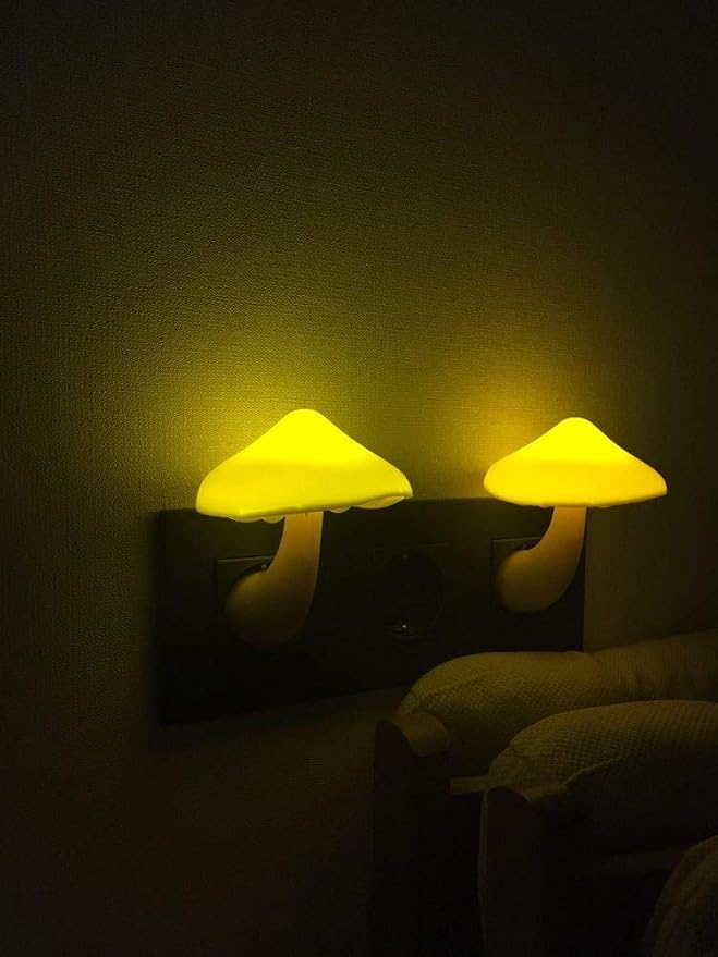 AUSAYE Sensor LED Night Lights for Adults Kids NightLight Cute Mushroom Night Light Plug in Wall Lamps for Bedroom, Bathroom,Toilet, Stairs, Kitchen, Hallway Corridor Warm Yellow