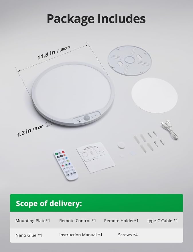 Bojim 10000mAh Battery Operated Ceiling Light with Remote RGB Backlight | Magnetic Battery Operated IP44 Waterproof Dimmable & 3CCT Remote No Wiring for Closet Pantry Garage