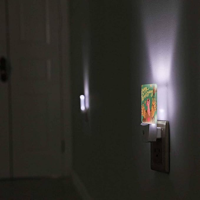 LED Night Light Plug into Wall with Dusk to Dawn Light Sensor White Energy Efficient Cartoon Character Turkey Nightlight for Bedroom Bathroom Hallway Living Room Kitchen
