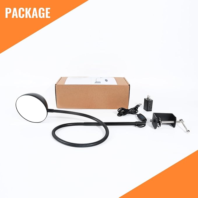 Long Gooseneck Clamp Lamp, Clip Desk Lamp with Clamp, 10W, 1100 LMS, 3 Color Modes, 10 Brightness Levels, 31 Inches Long Flaxible Gooseneck, Perfect for Craft, Reading, Home, Office