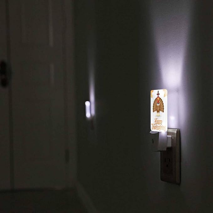LED Night Light Plug into Wall with Dusk to Dawn Light Sensor White Energy Efficient Thanksgiving Turkey Bird White Nightlight for Bedroom Bathroom Hallway Living Room Kitchen