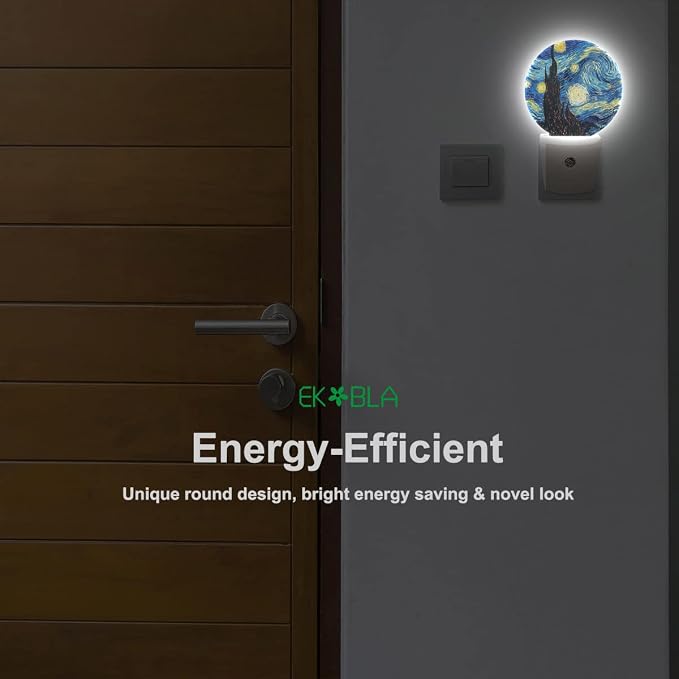 EKOBLA Van Gogh Starry Night Night Light, Art Night Lights Plug Into Wall with Auto Sensor, 0.5W Sleep Friendly for All Ages