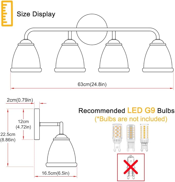 Vintage Bathroom Vanity Light, Brown Bronze Vanity Lighting, 4-Light Bathroom Lighting Fixtures Over Mirror, Elegant Flower Glass Light with Clear Shade, Gold Wall Sconce Lighting for Bedroom