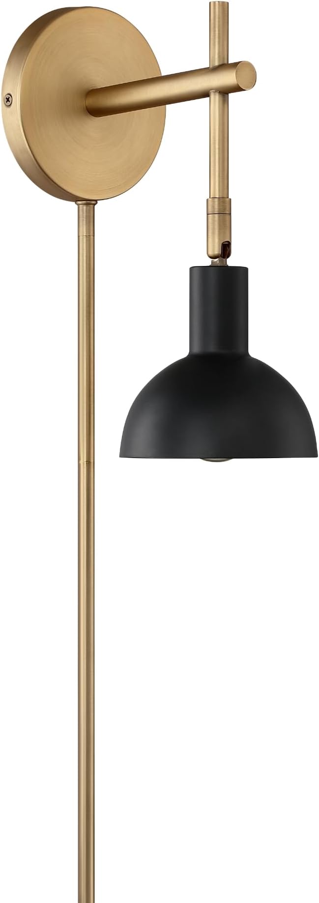 Nathan James Tamlin Wall Light Fixture, Wall Mounted 1-Light Lamp, Plugin Sconce with On/Off Switch for Living Room, Reading Nook or Bedroom, Vintage Brass/Matte Black, Set of 2