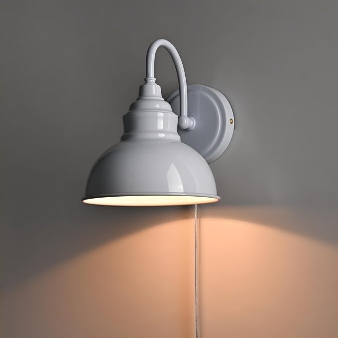 Mini Gooseneck Wall Sconce, 2-Way Mount with Switch, Bright White | Flexible Gooseneck, Plug-in & Hardwired Dual Installation, On/Off Switch Included, Fits Bedroom, Corridor, Porch