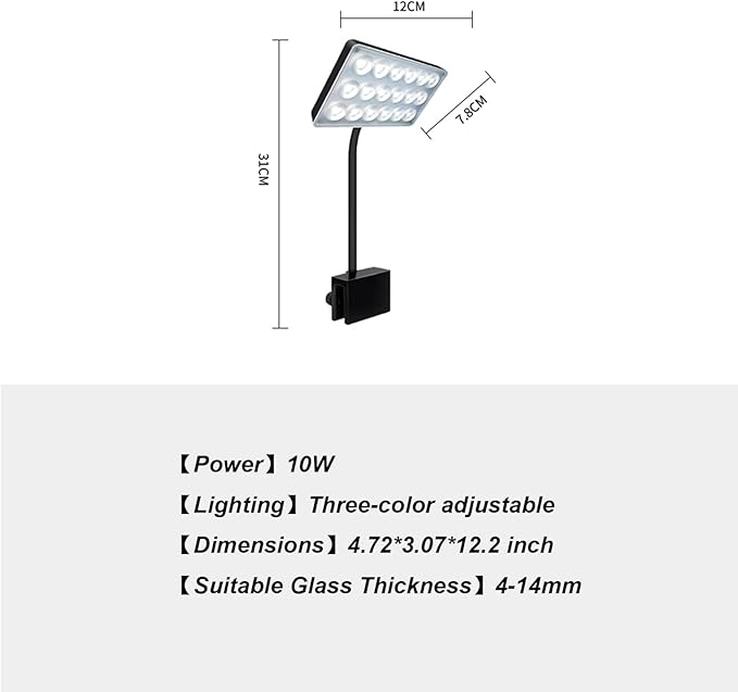 Full Spectrum 10W Enhanced Edition - LED Aquarium Light with Lens, Three Adjustable Modes (Suitable for 7-16 Inch Tanks)