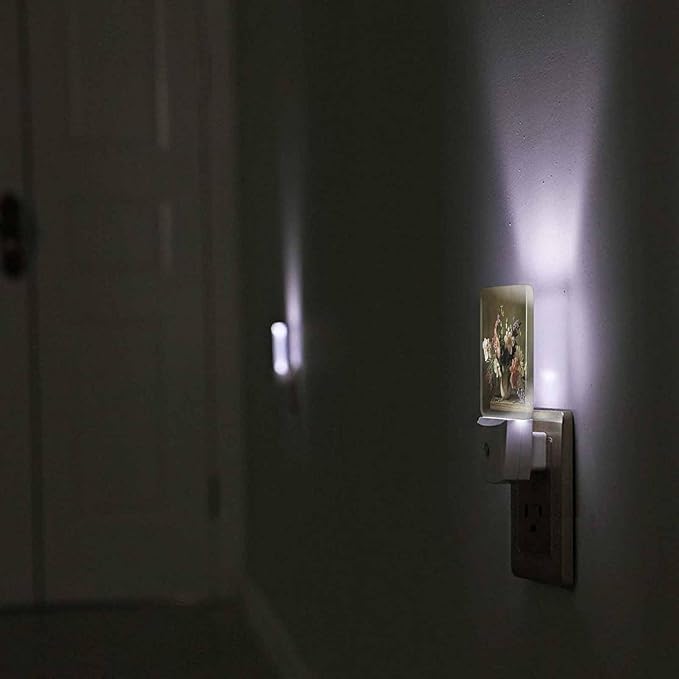 LED Night Light,Still Life With Beautiful Bunch Flowers LED Night Light Plug into Wall with Dusk to Dawn Light Sensor White Energy Efficient Nightlight for Bedroom Bathroom Hallway Living Room Kitchen