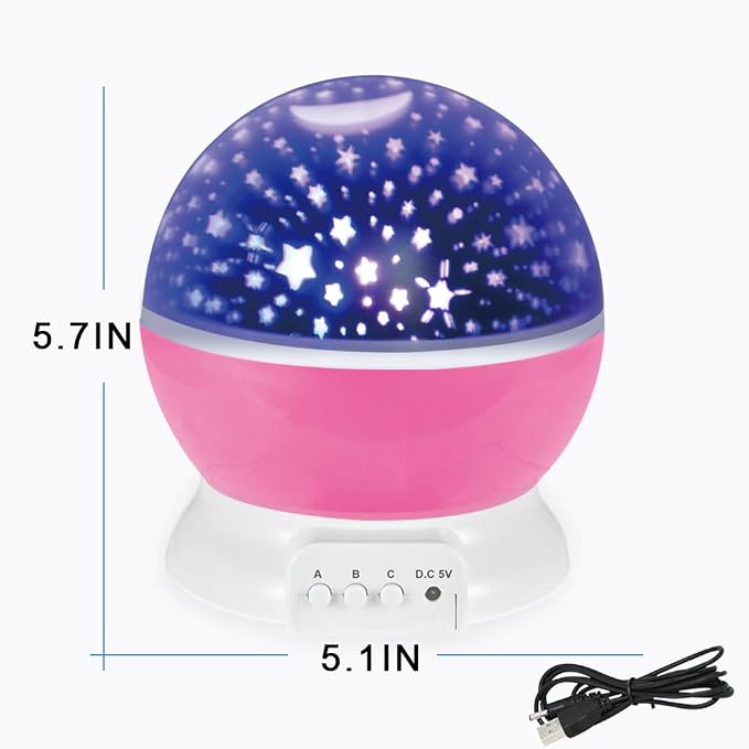 LED Night Light Projector, Room Decor for Girls Bedroom, Room Lights for Bedroom, LED Star and Moon Light Projector, Christmas Lights Indoor for Best Friend Gift.(Pink)