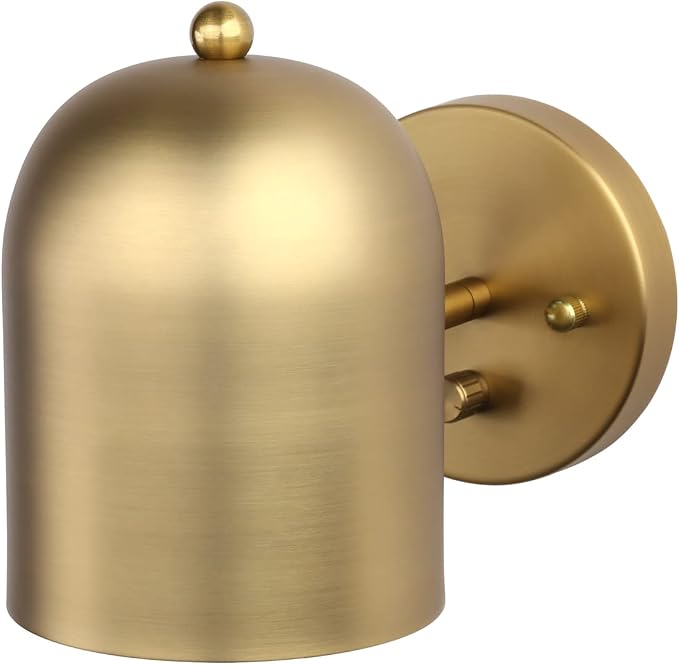 Modern Dimmable Wall Sconce Hardwired | Brass Finish Wall Light Lamp Adjust Light Head, E26 Bulb Base Reading Wall Lighting Decor for Living Room Bedroom Hallway
