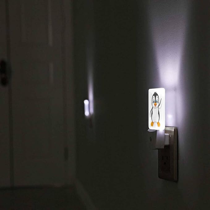 LED Night Light,Cute Cartoon Penguin LED Night Light Plug into Wall with Dusk to Dawn Light Sensor White Energy Efficient Nightlight for Bedroom Bathroom Hallway Living Room Kitchen