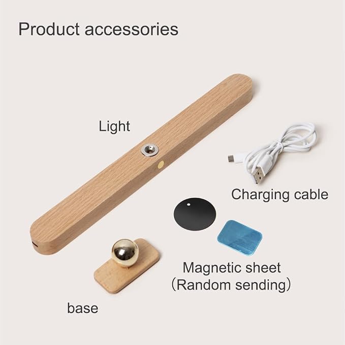 Led Rechargeable Bathroom Light Fixtures Three-Level Dimmable Touch Control Vanity Lights,Magnetic Vanity Light Bar for Bathroom Living Room Bedroom | Rechargeable USB C,3-level dimming, touch control, beech finish, ideal for halls,cabinets,living room...