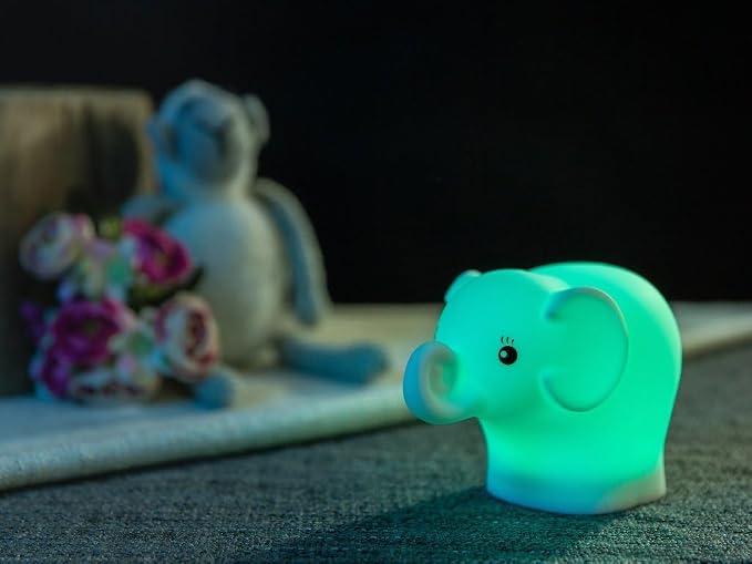 Elephant Night Light for Kids, Baby Nursery NightLight for Breastfeeding | New Born Baby Essentials Must Haves, BPA Free Silicone Night Lamp, Dimmable Nightlight, Rechargeable Light for Kids Adult