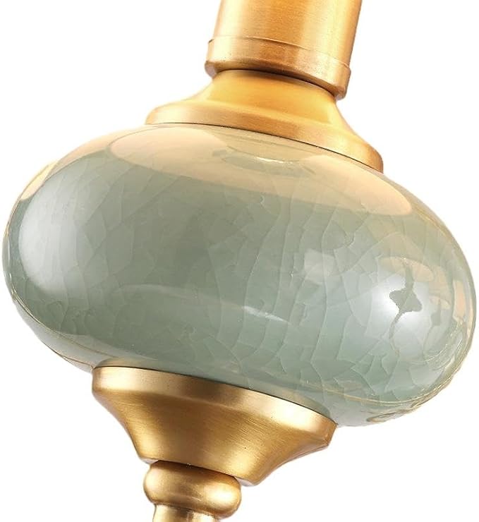 Wireless Battery Operated Wall Sconces Lights Set of 2, Rechargeable Antique Brass Wall Light Sconce with Bulbs & Remotes, No Wires Dimmable Green Ceramic Wall Lamps for Living Room Bedroom Hallway