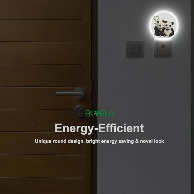 EKOBLA Cute Panda Night Lights Plug into Wall Panda Bear Bamboo Plug-in Nightlights Home Auto Sensor LED Dusk to Dawn Light for Bedroom Bathroom Kitchen Corridor