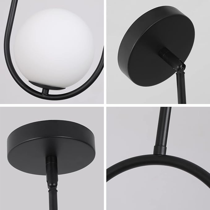 SeeU Modern Pendant Lighting One Light Chandelier Globe Black Pendant Light Indoor Hanging Light Fixture for Kitchen Island Dinning Room Bedroom