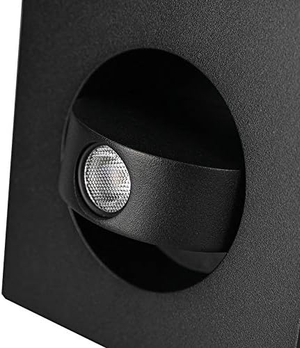 3W LED Wall Recessed Step Stair Lighting Bedside Reading Light Fixture Hidden On/Off Switch Adjustable Warm White Black Square