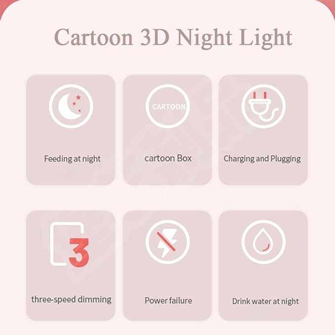 3 Color Change Cartoon Night Light, 3D Kawaii LED Desk Lamp, Acrylic Sleep Night Lamp As Best Gifts for Women Teens Boys Girls (Purin)