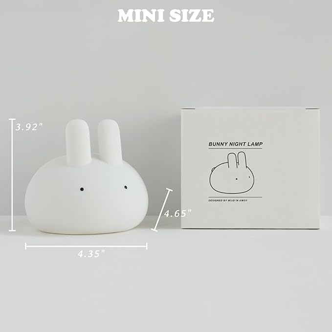Minimalist Bunny Night Light for Kids, Cute Rabbit Dimmable Nightlight, Tap Control Silicone Bedside Lamp with 15/30min Timer, LED Rechargeable Animal Lamp for Toddler Boys Girls Nursery Decor (Bunny)
