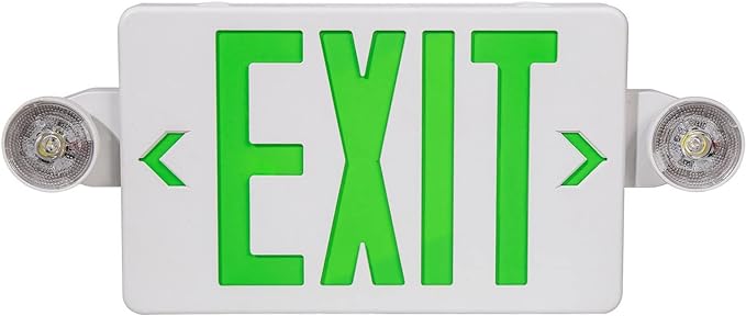 TANLUX Green Exit Sign with Emergency Lights, LED Emergency Exit Light with Battery Backup, UL Listed, AC 120/277V, Commercial Emergency Lights Combo for Business - 1 Pack