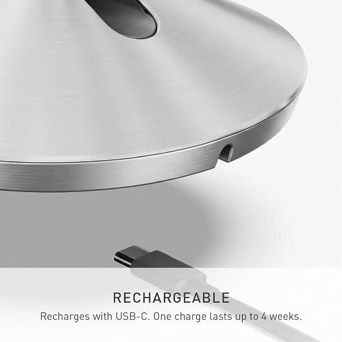 simplehuman Sensor Mirror Fold, 5'' with 10X Magnification, Round Rechargeable Travel Makeup Mirror, Tru-Lux® Full-Spectrum Light, Adjustable Brightness & Height, Brushed Stainless Steel