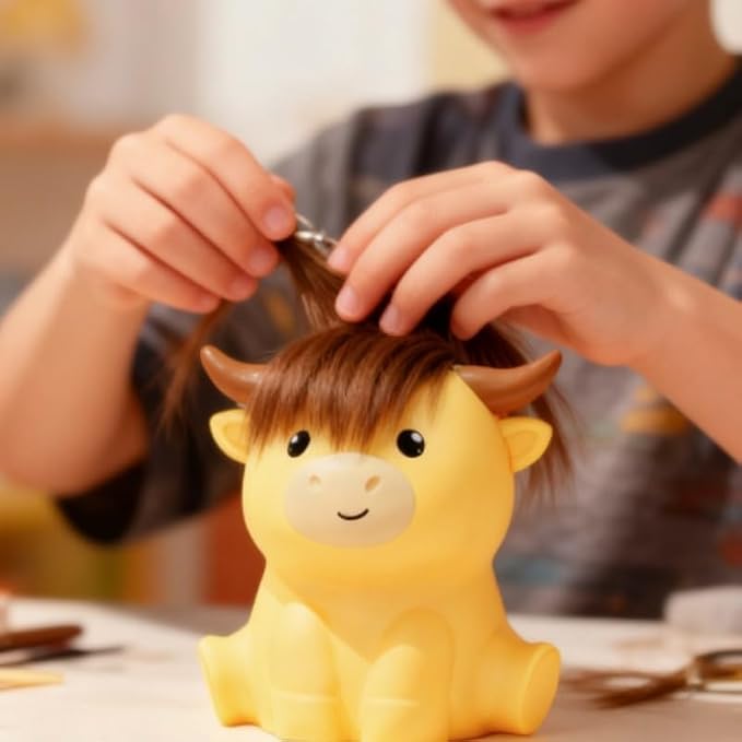 Cute Highland Cow Night Light, LED Squishy Night Lamp, 2 Levels Dimmable Timer Nursery Nightlight for Kids, Rechargeable Touch Lamp, Dorm Decor, Kids Funny Gifts (Highland Cow)