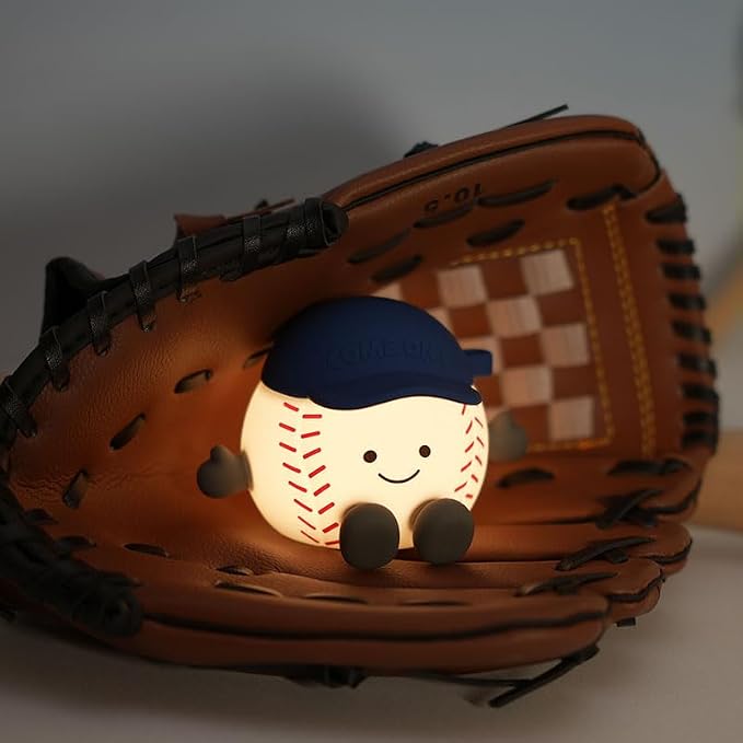 Baseball Gifts with Hanging Rope for Bag Charms, Rechargeable Silicone RGB Color Changing Baseball Night Light, Adjustable Brightness & Timer, Ideal for Boys Girls Kids Sports Fan Birthday Gifts