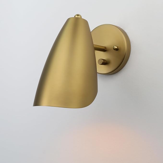 Modern Wall Sconce with Dimmer Switch, Brass Metal Wall Lamp Lighting, Adjustable Light Angle, E26 Bulb Base Reading Lighting for Wall Painting Bedroom Hallway Living Room Dining Room