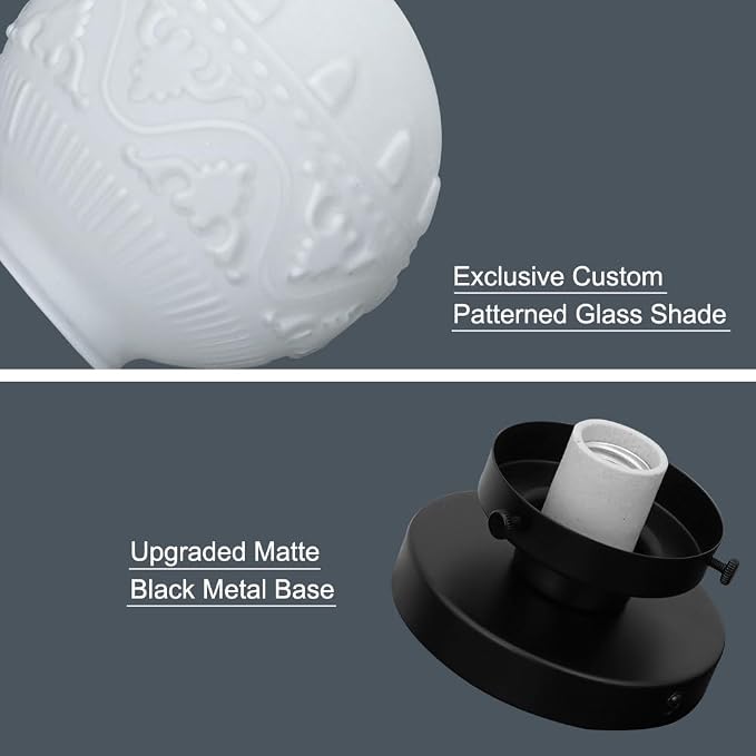 Daunton Semi Flush Mount Ceiling Light, Modern Globe Milk Glass Ceiling Light Fixture, Vintage Small Black Hallway Light Fixtures for Kitchen, Entryway, Bathroom, Closet