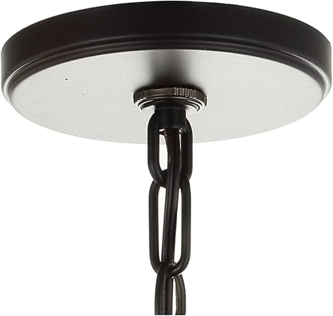 JONATHAN Y 17" Oil Rubbed Bronze Metal LED Pendant Light for Kitchen Island, White Linen Drum Shade, Transitional Ceiling Hanging Fixture for Dining Room, 4 Bulbs Included JYL3510A