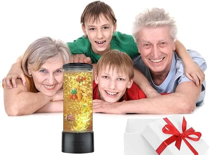 COLORLIFE Sensory Bubble Tube Table Lamp – Extra Large 5.5-Inch Diameter, Calming Aquarium Effect with Lifelike Fish, Ideal Gift for Autism & Anxiety Relief, Kids Room, Sensory Room, Bedroom, Office
