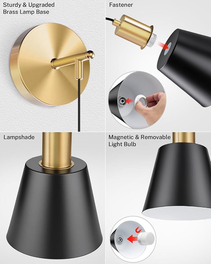 SAIMAND Battery Operated Wall Sconces Set of 2,Wireless Rechargeable Lights | Modern Cordless Wall Sconces with Remote Control, 9-Color Dimmable LED Lamps for Bedrooms, Living Rooms and Hallways (black)