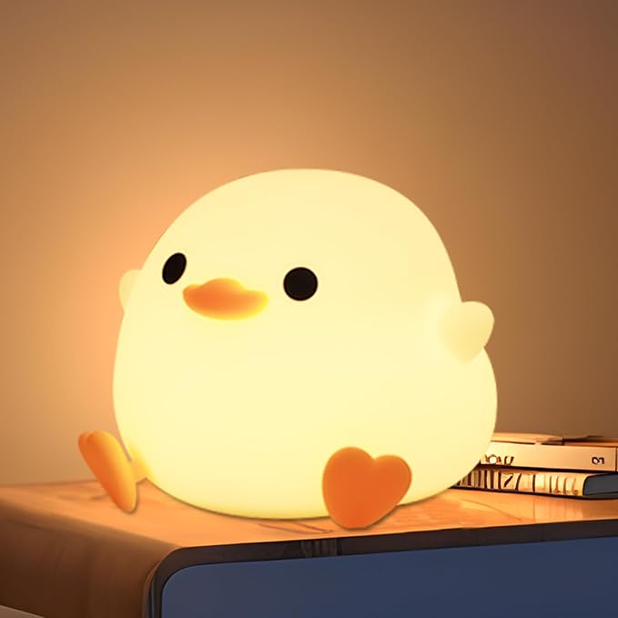 DoDo Duck Night Light, Duck Bean Nursery Silicone Bedside Lamp with Dimmable USB Rechargeable Timer, Perfect Animal Gift to Kids Baby, Birthday Christmas Easter for Home Bedroom Decor