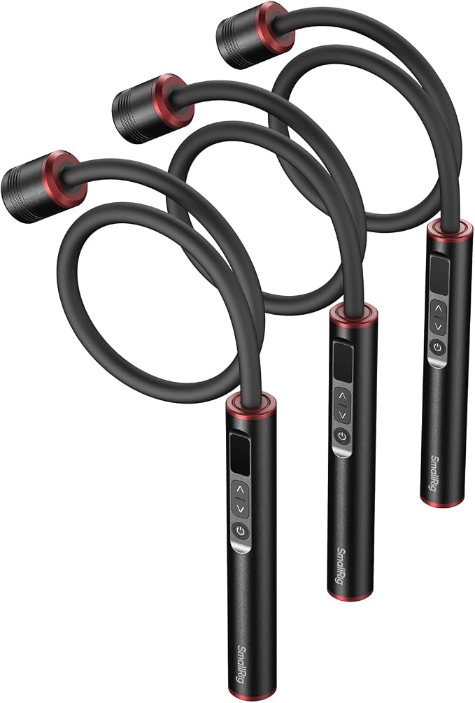 SmallRig 3-Pack RM 01B Macro LED Light for Fungi Photography, 1800K-7500K | Adjustable Beam Bendy Light with OLED Screen, RGB Filters, Cold Shoe Adapter, Clamp, Diffuser, Barndoor, Stake, IP54 - 6226