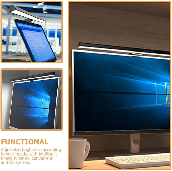 LED Computer Monitor Lamp Bar with Eye Protection and Asymmetric Design, Adjustable 3000k-6500k Color Temperature Screen Light for Multi-Scene Use, USB Powered 5w Black Monitor