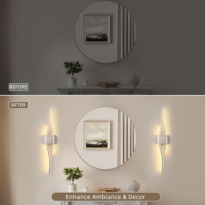 Battery Operated Wall Sconces Set of 2, Dimmable Modern LED Rechargeable Wall Light with Remote Control, Wall Decor for Living Room, Hallway, Quick Install, No Electrician Required 23.6 Inch