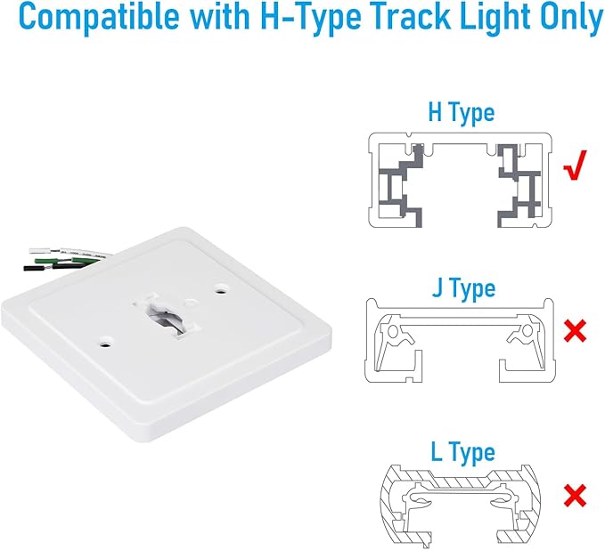 LEONLITE H Track Monopoint Canopy, Convert Track Fixtures and Pendants into Monopoints, ETL Listed, Flame Retardant Material, 120V, for H Type Track Lighting System, White, Pack of 4