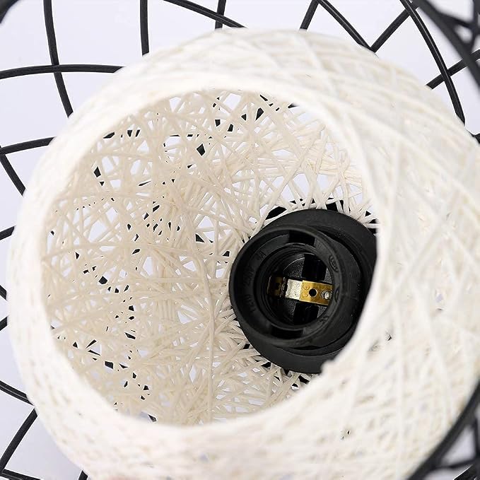 Modern Pendant Hanging Light Industrial-Light Fixture Rustic Ceiling, Metal Cage Hanging Lamps Vintage Industrial Chandelier Black for Bedroom,Kitchen Island,Hallway,Entryway,Garage,Bathroom.