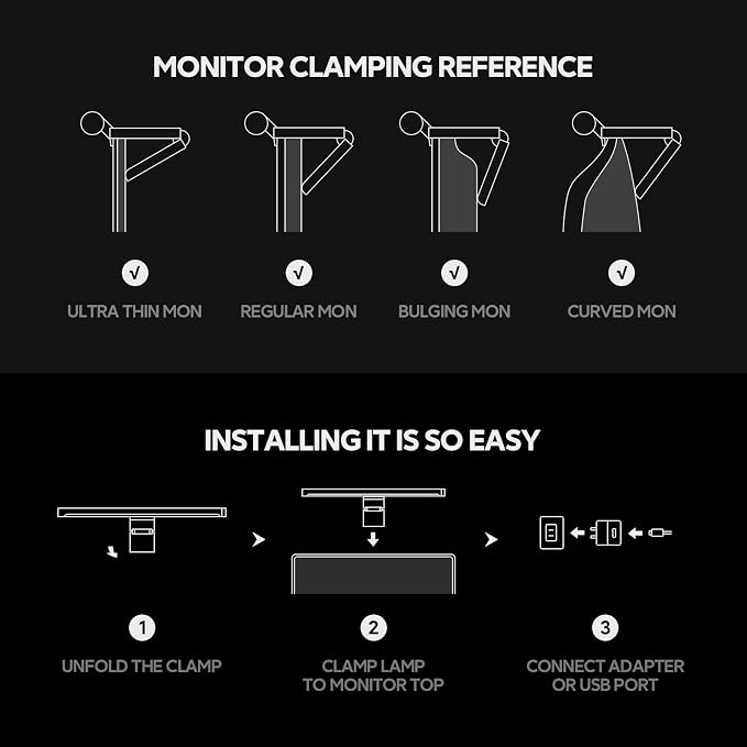 LYMAX RGB Monitor Light Bar with 4 Modes Backlight | Eye-Care No Glare, Adjustable Color & Brightness, Space Saving, Touch Control, USB Monitor Lamp for Home Gaming