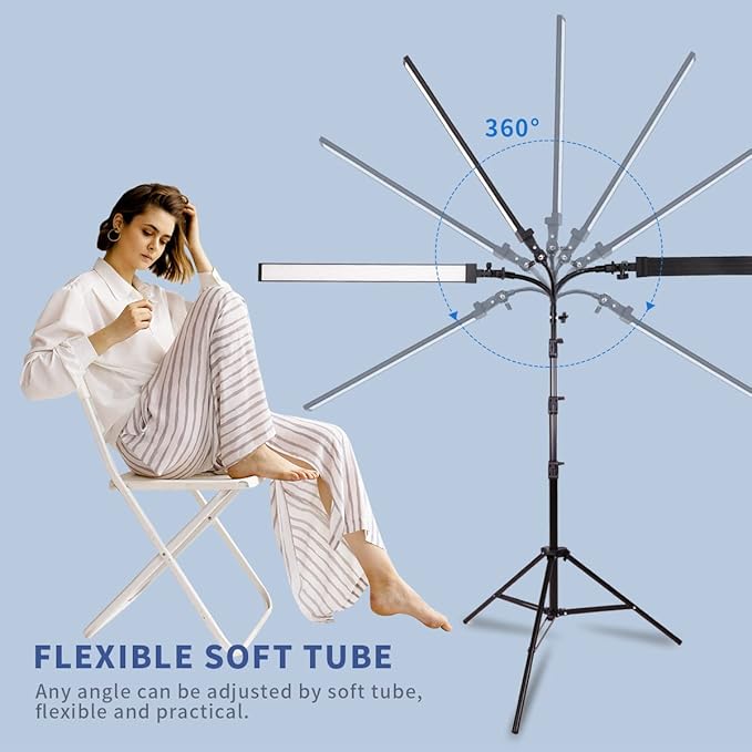 Photography Studio LED Lighting Kit with Light Stand Bag Soft Tube for Beauty, Eyebrow, Tattoo, Makeup, Dentistry, Eyelash, Portrait, Product Photography Fill Light