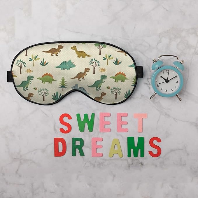 Dinosaur Eye Mask Sleeping Mask Nature Wildlife Animal Retro Green Sleep Masks Silky Soft Eye Cover for Women Men Shading Blindfold for Air Travel Sleeping